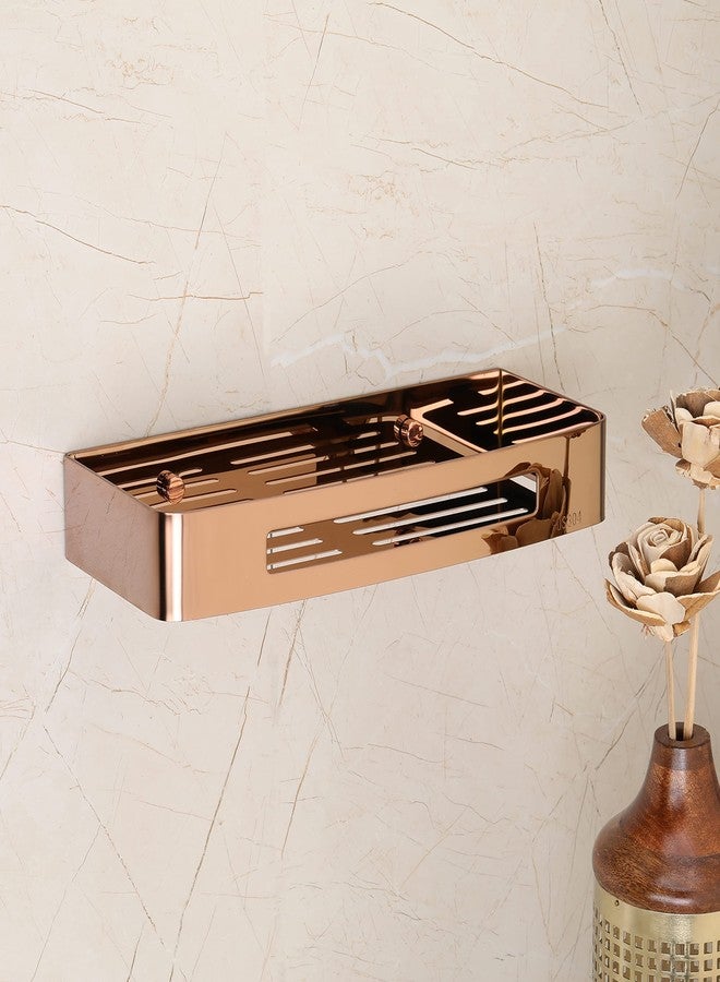 FORTUNE Premium Grade 304 Stainless Steel Wall Mount Shelf, Multi-Functional Storage Shelf / Kitchen Shelf / Rack & Caddy Basket Bathroom Accessories Homes, Hotels- ( 12 x 5 Inch) (Rose Gold Finish, Pack Of 1) - Image 5